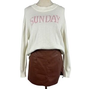 Cream Pink SUNDAY Knit Sweater Pullover Womens Small Casual Lightweight